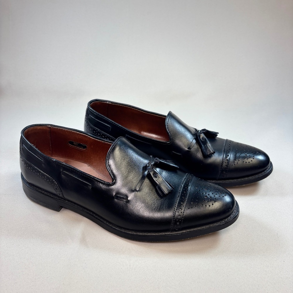 Allen Edmonds Jermyn Loafers Mens 10.5 D Black Leather Tassel Brogue Dress Shoes
